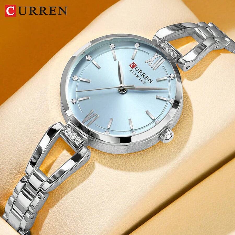 CURREN Women's Wrist Watch, Elegant Quartz Bracelet Watch, Stainless Steel Strap, Rhinestone Decorated Ladies Watch, Gift