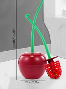 Juego de cepillo de inodoro con forma de cereza, mango de plástico largo. Accesorio de limpieza para baño sin rincones muertos, con forma adorable, fácil y conveniente de usar. Accesorios de baño, accesorios de inodoro.