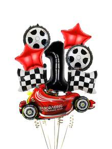 Set Balon Tema Balap 8 Buah, Termasuk Balon Balap, Balon Angka 1-9 Ukuran 32", Bendera Balap, Balon Bulat Bentuk Ban Ukuran 18", Balon Bintang Merah, Cocok untuk Tema Balap, Dekorasi Ulang Tahun Anak Laki-laki, Pesta Mobil - MultiWarna - View 14