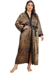 Womens Plus Size Silky Satin Kimono Robe Floral Long Bathrobe Wedding Sleepwear Dressing Gown