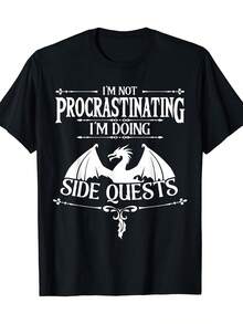 I'm Not Procrastinating, I'm Doing Side Quests - RPG Gamer T-Shirt - 220g - 黑色 - 查看 6