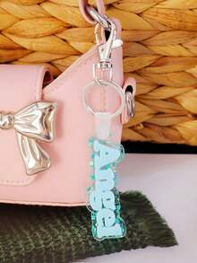 1pc Customized Acrylic Letter Name Keychain, Personalized Double-Layer Glitter Keychain, Colorful Backpack Pendant, Suitable For Bags, Water Bottles, Perfect Birthday Gift For Women And Family, Decorative Keychain, Fun Design, Charming Accessory, Cute Keychain - Steel Keychain + White Button - View 18