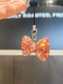 Pink Full Diamond Cherry Phone Pendant Shining Full Diamond Cute Cherry Phone Hanging Rope Cute Gourd Phone Hanging Rope - Multicolor - View 5