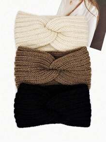 Women Bandana 3/4 Packs Women's Knitted Headbands - Stylish Elastic Crochet Hairbands For Outdoor Sports, Premium Soft Woolen Turban Ear Warmers Fashion Accessories Fashion Hair Accessories