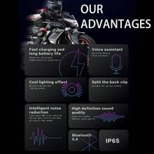 Motorcycle Helmet Headphones With HiFi Sound, CVC Noise Reduction Function, Helmet Speaker With Microphone, Easy To Use With Golfers, IPX65 Waterproof, Equipped With Voice Assistant And FM Radio Function