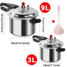 3/9 Litre Home Dual Handle Aluminum Pressure Cooker Kitchen Catering Cookware UK - Silver - View 4