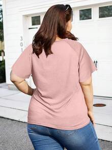 Women's Plus Size Floral Bell Sleeves Crewneck Tunic Loose Casual Summer Tops,-Shirts LETY - Pink - View 6