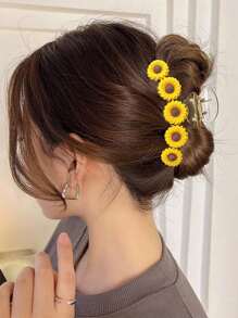 1 pieza Clip de pelo con forma de flor de 5 pétalos de color caramelo, clip de pelo con brillo dulce, pinza de pelo, sujetador de pelo, accesorio para el cabello