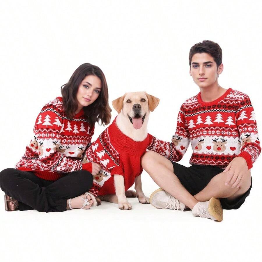 Christmas Pet OutfitFamily Matching Dog And Owner Clothes OutfitsChristmas Pet Cat Sweater Costume For Small Medium Extra Large Dogs Women MenDog And Owner Matching Sweaters Separately For Human Human XL - OnlyForHuman - View 1