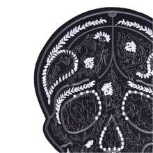 1 件黑色骷髅头万圣节布贴，朋克摩托车风格装饰贴花