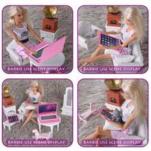 3件套 1:12 娃娃屋迷你金属电脑模型套装，迷你娃娃衣服配件小摆件，可爱迷你家具电子配件迷你装饰品，适用于家居、房间、游戏、派对，小礼物 - 金属笔记本电脑平板电脑 3 件套模型玩具 - 彩色 - 查看 7