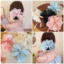 Women Lace Scrunchies Sweet Lace Trim Hair Ties Girl Ballet Ponytail Head Flowers Hair Accessories, Ponytail Holders, Hair Elastics, Hair Rope, Hair Bobbles