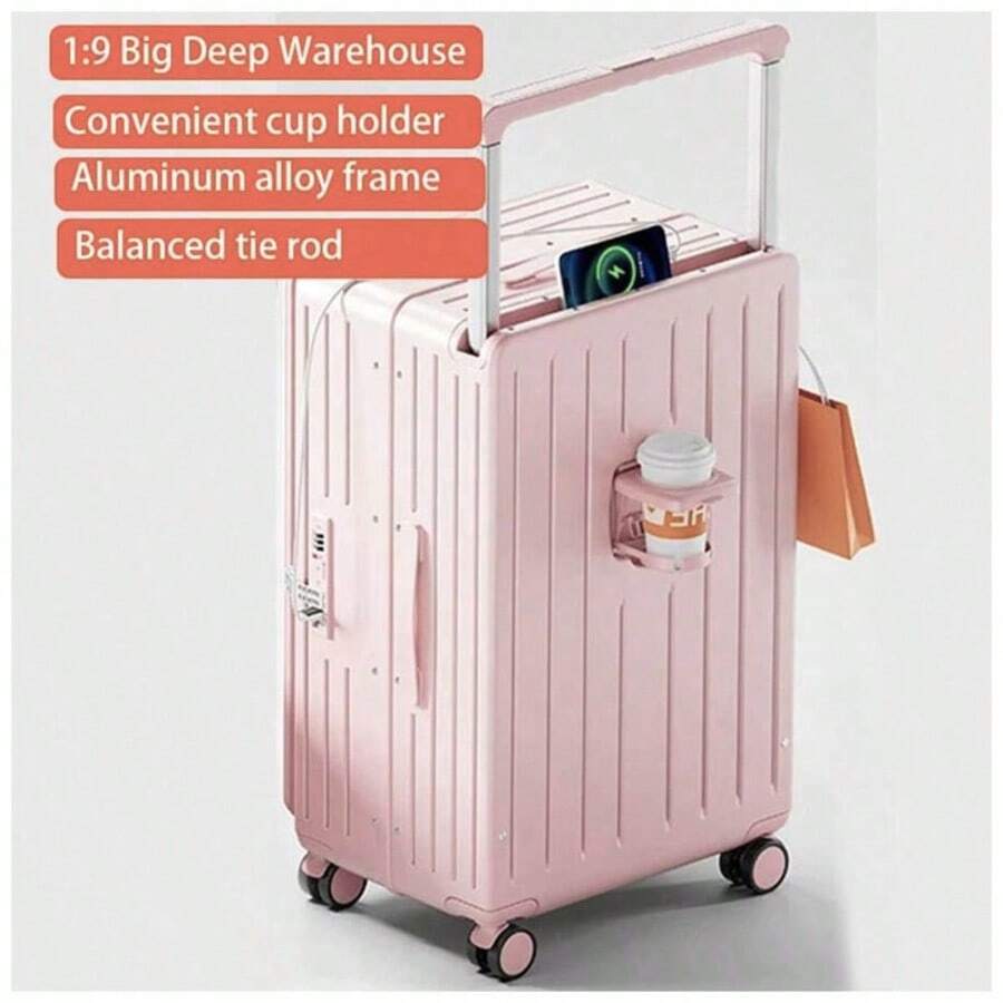 Equipaje de mano rodante expandible y ligero, maleta con marco de aluminio, maleta giratoria de lujo con ruedas, gran capacidad para viajes de estudiantes, viajes de negocios, bolso para exteriores para accesorios y útiles escolares