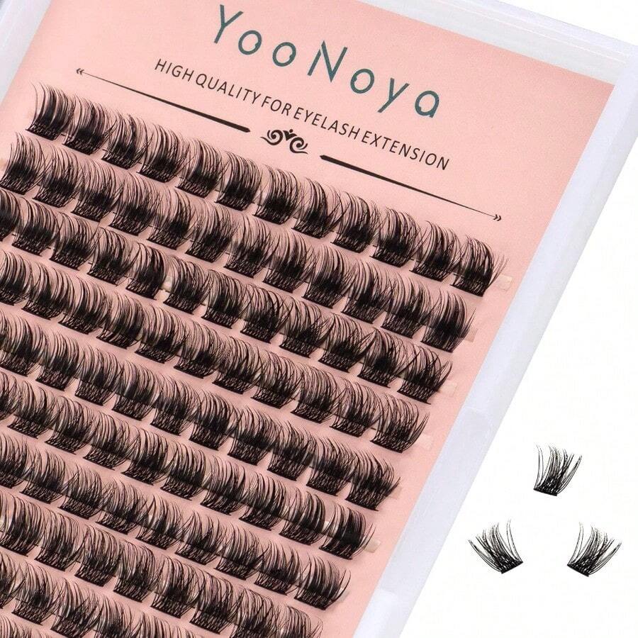 Lash Clusters 144 PCS 10 Mm Volume Lashes Eyelash Clusters D Curl Cluster Eyelash Extensions Natural Wispy Cluster Lashes Reusable Individual Thick Lash Extension QD10mm Selected For You - Black - View 1