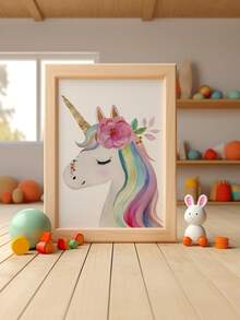 1pc Baby Room Decor Nursery Wall Art.Unicorn Mural, Unicorn Kids Room Decor, Girls Bedroom Mural, Whimsical Unicorn Poster, Kids Room Digital Wall Art, Playroom Decor, Toddler Room Prints, Eclectic Nursery Wall Art.Baby Nursery - Cute And Playful Children's Decor.Various Sizes 20-70cm, Framed Or Unframed Available, Perfect For Baby Room Decor.Home Decor, Summer Wall Art - Multicolor - View 6