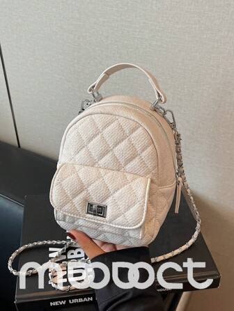 1 件 MDODO 纯色 PU 材质背包，女士时尚百搭迷你多用途手提包、单肩包、斜挎包、双提手背包和可调节肩带，拉链开合，适合办公室、学校、工作、商务、通勤、户外、旅行