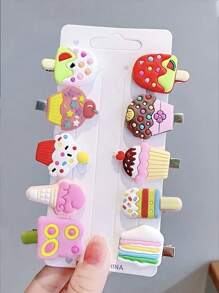 10pcs Girls Cute Acrylic Ice Cream Barrettes