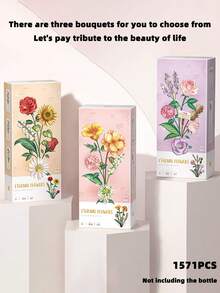 4套1571PCS+DIY艺术积木花朵，ABS材质花朵系列积木，装饰花束，浪漫家居装饰，色彩鲜艳的花朵积木，形状如玫瑰、向日葵等，植物模型收藏，缓解压力，减压游戏，桌面装饰，游戏，人造花积木，完美的生日礼物，母亲节礼物，节日礼物创意情人节礼物。 - 彩色 - 查看 12