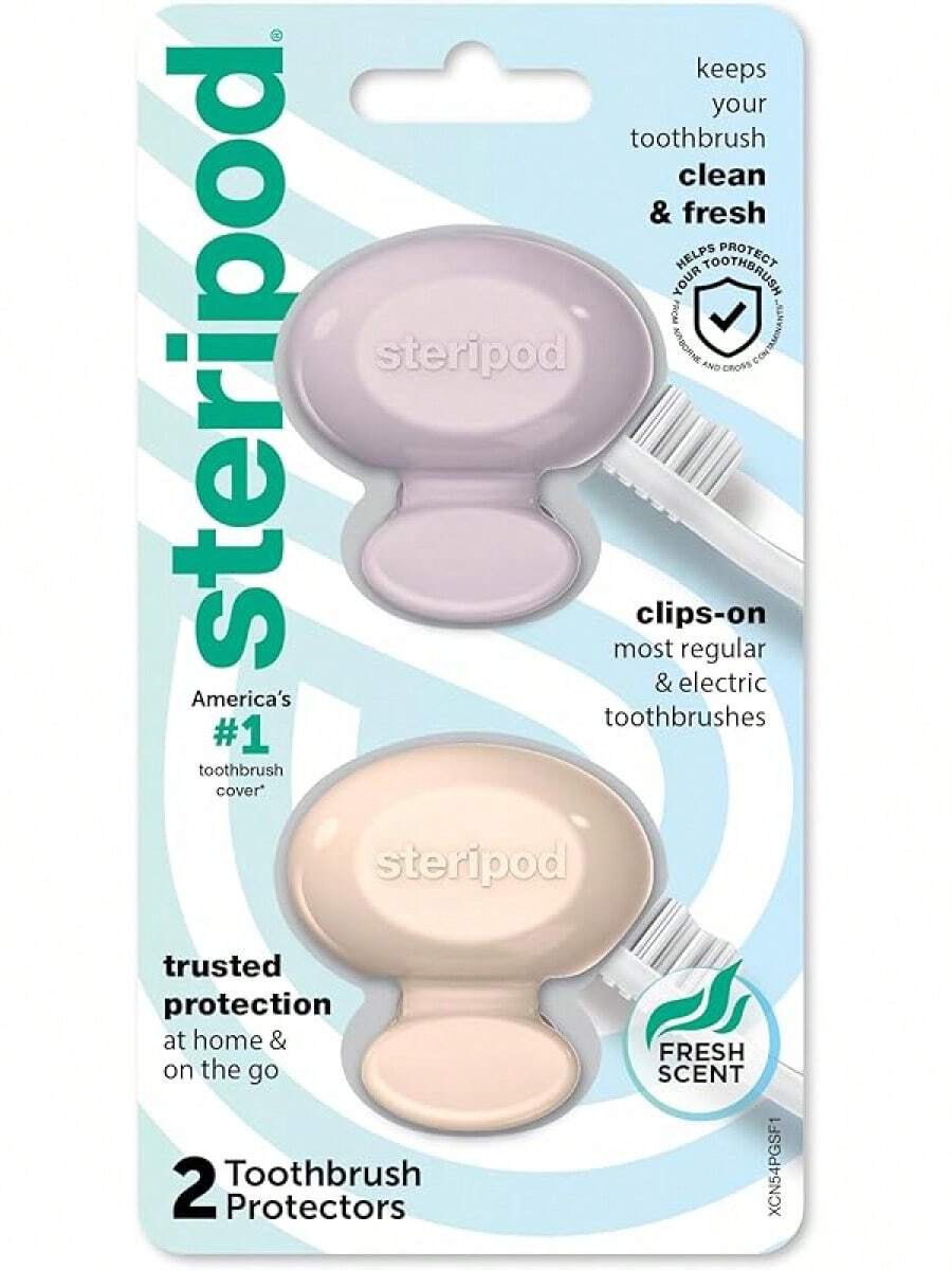Protector de Cepillo de Dientes Clip-On Steripod, Verde y Azul, 2 Unidades - Rojo, Naranja. - Ver 1