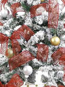 1pc 2m/Pack Christmas Decorative Wire Edge Ribbon, Powder Sprinkled Christmas Ribbon For Home Indoor Decor, Christmas Tree Ornament Home Decor Christmas Decorations Room Decor Winter