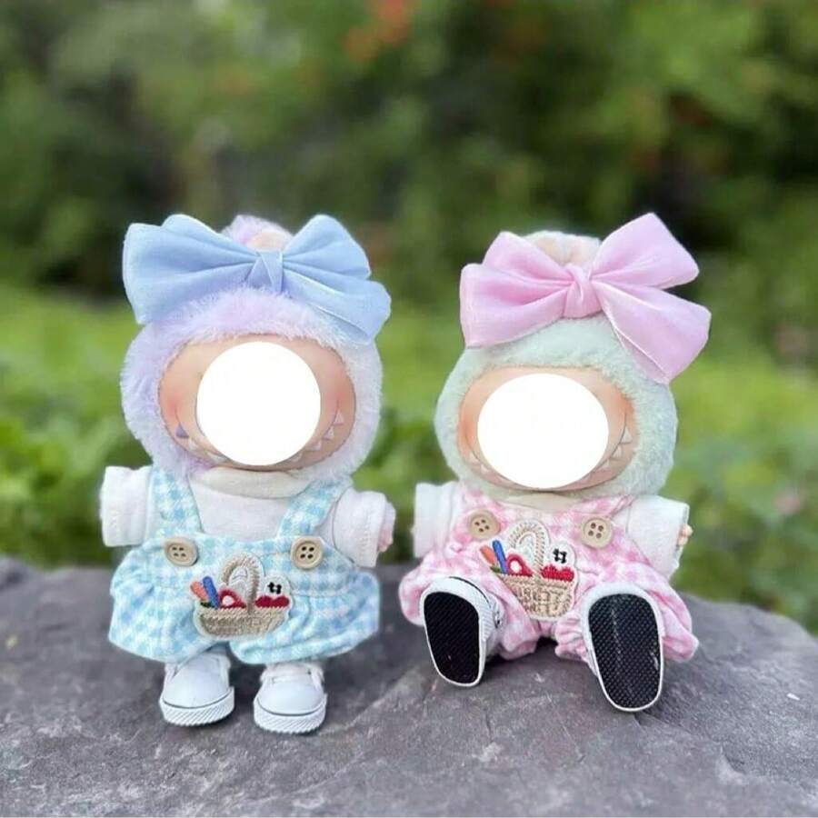 [Solo ropa] Nuevo conjunto de ropa best-seller de 17cm para muñecas de la 1ª, 2ª y 3ª generación de Labubo, lindo conjunto de pantalones con correa de cesta para