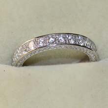 1PC Dazzling Women's Fashion Wedding Band Engagement Zirconia Ring Party Birthday Anniversary Christmas Gifts For Women Girlfriend Fine Jewelry Size 5-11# - Silver - View 3