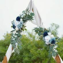 2 包豪华人造玫瑰花环装饰套件塑料玫瑰花适用于婚礼拱门和欢迎标志装饰 - 非常适合感恩节活动手工制作的仿花花环套装 - 优雅的人造玫瑰花束适用于婚礼和订婚，可立即用于仪式、楼梯和椅子装饰