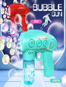 儿童新款七彩灯光6孔泡泡机吹泡泡玩具，精致小巧的手掌大小设计，适合儿童户外活动，适合男孩女孩，节日礼物 - 彩色 - 查看 1