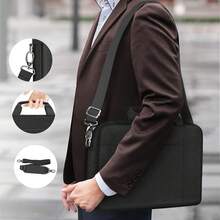 GH Laptop Bag Women Men Compatible With HP Envy Pavilion Omen/ Gram/MSI/ Inspiron XPS/ /, Shoulder Strap Carrying Briefcase Messenger Computer Bag Case, Grey - Black - View 5