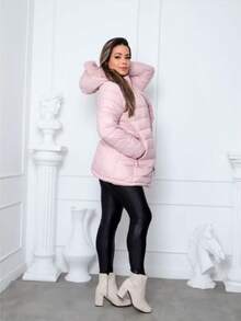 Women's Double-Sided Twill Nylon Parka Plus With Cap - Rusty Rose - View 3