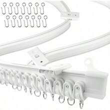 UrbanRed Riel de Cortina de Techo Flexible 9.8 pies 3m Instalación de Techo para Riel de Cortina con Sistema de Cortina de Riel Separador de Habitación Colgante Blanco - Blanco - Ver 1