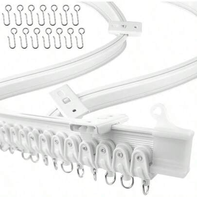 UrbanRed Riel de Cortina de Techo Flexible 9.8 pies 3m Instalación de Techo para Riel de Cortina con Sistema de Cortina de Riel Separador de Habitación Colgante Blanco