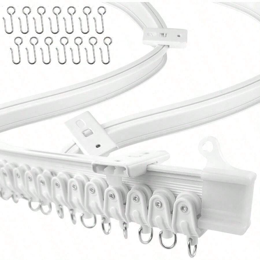 UrbanRed Riel de Cortina de Techo Flexible 9.8 pies 3m Instalación de Techo para Riel de Cortina con Sistema de Cortina de Riel Separador de Habitación Colgante Blanco - Blanco - Ver 1