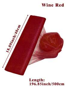 1卷深红色透明欧根纱面料，尺寸为72*1000/48*500/48*1000厘米，透明瑞士纱布，适用于婚礼装饰、新娘送礼会、婴儿送礼会、礼品包装、生日派对、周年纪念、订婚、节日派对、圣诞装饰、家居装饰。 - 酒紅色 - 查看 6