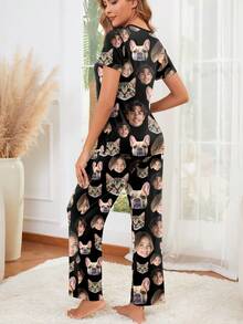 Printstory Customized Women's Pajama Set, Personalized With Any Pattern, Unique Custom Gift, Suitable For Family, Friends, Holiday Parties - Multicolor - View 3