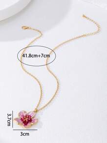 1pc Fashionable Versatile Floral Enamelled Pendant Necklace For Women, Daily Wear