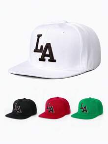 1 件可调节刺绣骷髅 LA 平檐棒球帽，户外防晒休闲帽，适合春季、秋季、旅行、海滩度假、男士、Y2K 风格