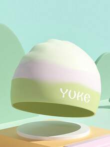 1pc Gradient Candy-Colored Silicone Swim Cap, Waterproof Swimming Cap With Ear Protection For Boys And Girls, Fits Large Head - Multicolor - View 4