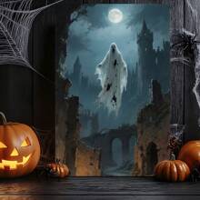 1 Piece,Ghosts And Spirits In Ancient Castles , Halloween Modern Frameless Art Decoration Painting, Printed Posters Mural, Waterproof Canvas,Suitable For Home, Office, Bedroom, Living Room, Study, Bathroom, Bar, Wall Arts And Home Decoration, Is An Ideal Holiday Gift Halloween Decor Fall Decor Room Decor