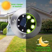 Éclairage solaire au sol, 4 paquets de 8 LED encastrés, lumières solaires étanches pour le jardin, éclairage paysager extérieur, disque lumineux pour allée, pelouse, allée, chemin de promenade (1/4 pièces)