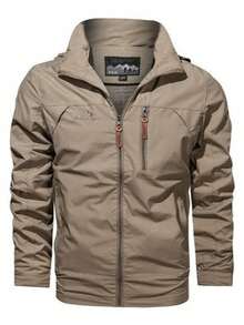 Men's Casual Waterproof Windbreaker, Men's Coats, Winter Coat, Hoodies, Camping, Hiking Jacket - 卡其色 - 查看 8
