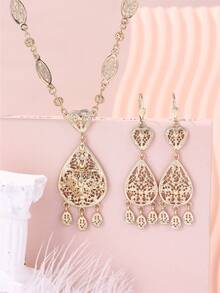 1set Vintage Gold Coin & Turkish Talisman Pendant Necklace With Matching Mini Coin Earrings, Jewelry Set For Women Wedding/Party - Jewelry Sets - View 15