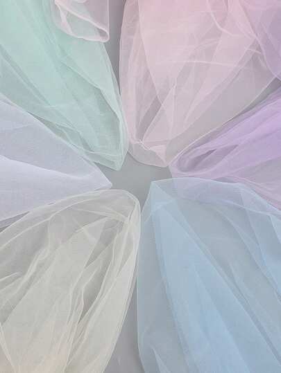 1 件纯色尼龙柔软薄纱，婚纱面料，连衣裙装饰网眼面料，桌布