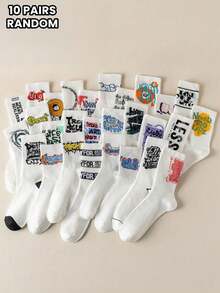 Open Phase 1/5/10 Đôi tất nam nữ thời trang in chữ cái, dài đến bắp chân, phù hợp với phong cách đường phố, thường ngày. Tất nhiều màu sắc, là món quà tuyệt vời, thích hợp cho mùa thu, xuân hè, retro kiểu Mỹ, unisex, dáng rộng thoải mái, phù hợp với trang phục mùa hè – lý tưởng cho cả mặc hàng ngày và trang phục nghỉ hè. - Nhiều màu - Xem 6