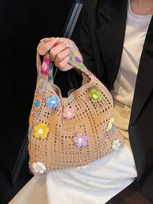 Dedoo 这款时尚波西米亚风彩色斜挎包采用镂空编织工艺，融合了奶奶格子钩针图案，散发着复古手工质感和夏日气息。大容量敞口手提包，杏色涤纶材质，适合休闲外出和海滩度假，可作沙滩包、旅行配件、波西米亚风、编织纹理、大容量手提包，是度假必备，也适合工作、返校、波西米亚风穿搭、沙滩包、钩针编织等场合。 - 卡其色 - 查看 5