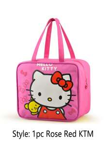 Sanrio 1Pc Hello Insulated Kitty Lunch Bag Cute Thick Waterproof Tote Lunch Box Cartoon Bento Bag With Thermal Insulation For Outdoor Activities Travel Camping(Some Parts May Be Random), School Supplies,Back To School
