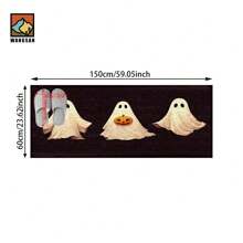 1 pièce Tapis antidérapant de salle de bain avec motif de citrouille fantôme d'Halloween, en matériau de cachemire artificiel, avec décoration moelleuse, convient pour les portes, les salles de bain, les cuisines et autres occasions, lavable en machine, antidérapant, décoration quotidienne, peut être offert en cadeau