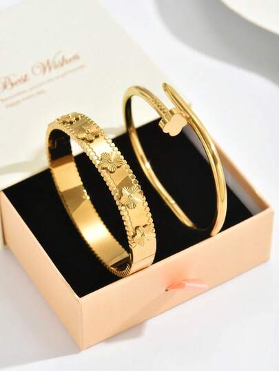 1 件女士不锈钢手链，适合各种场合