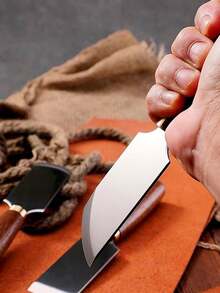 Handmade Leather Craft Knife - D2 Steel Blade & Pure Wood Handle, Semi-Circular/Flat/Oblique Mouth Design For Precision Trimming & Thinning - Ergonomic DIY Leatherworking Tool For Professional Craftsmen & Hobbyists, Leather Craft Tools - Multicolor - View 6