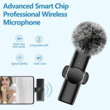 Wireless Mini Lavalier Microphone Compatible With IPhone And IPad - Wireless Dual Microphone, Plug And Play, 2.4G Ultra-Low Latency, Built-In Noise Reduction Chip, 5 Hours Working Time, Suitable For Two-Person Creation, (50mAh Rechargeable Battery) - Black - View 11